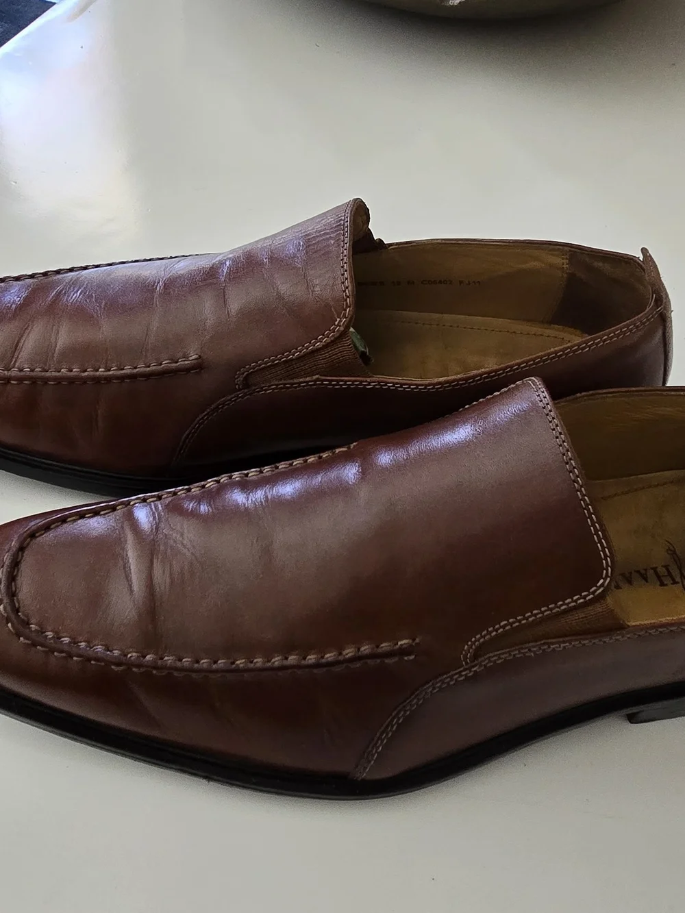 Cole Haan Brown Leather Moc Toe Slip-On Loafers